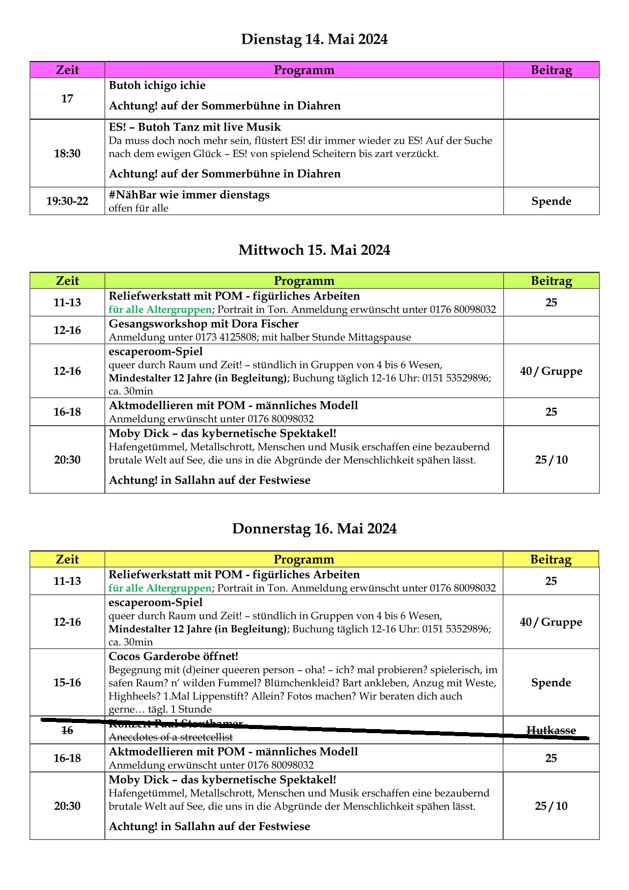 Programm 14. bis 16. Mai