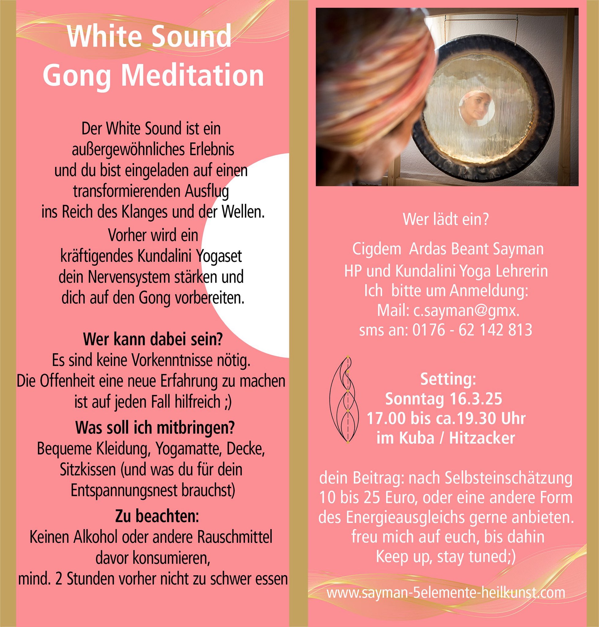 White Sound Gong Meditation am 16.03.25 um 17:00 Uhr