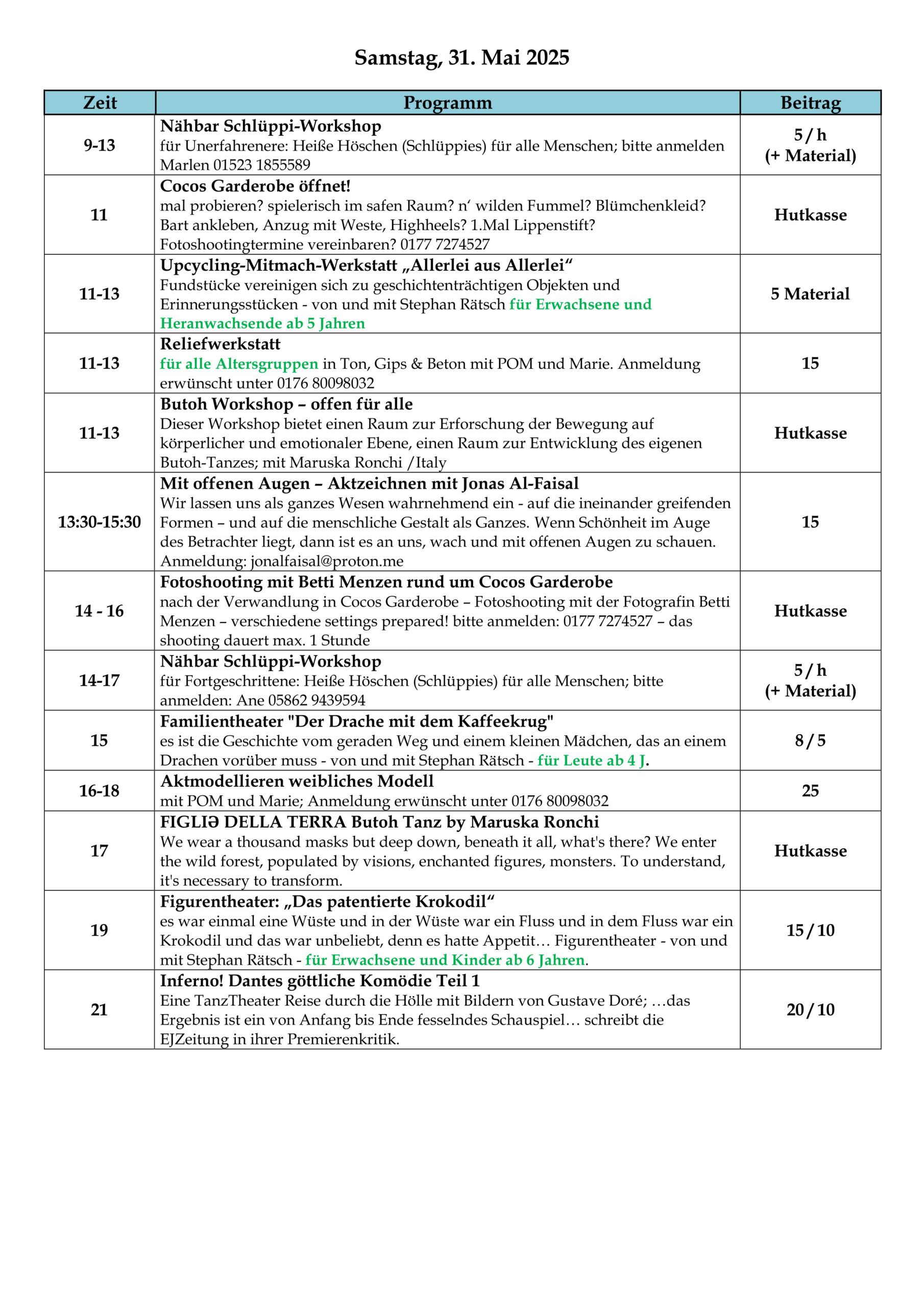 Programm 31. Mai