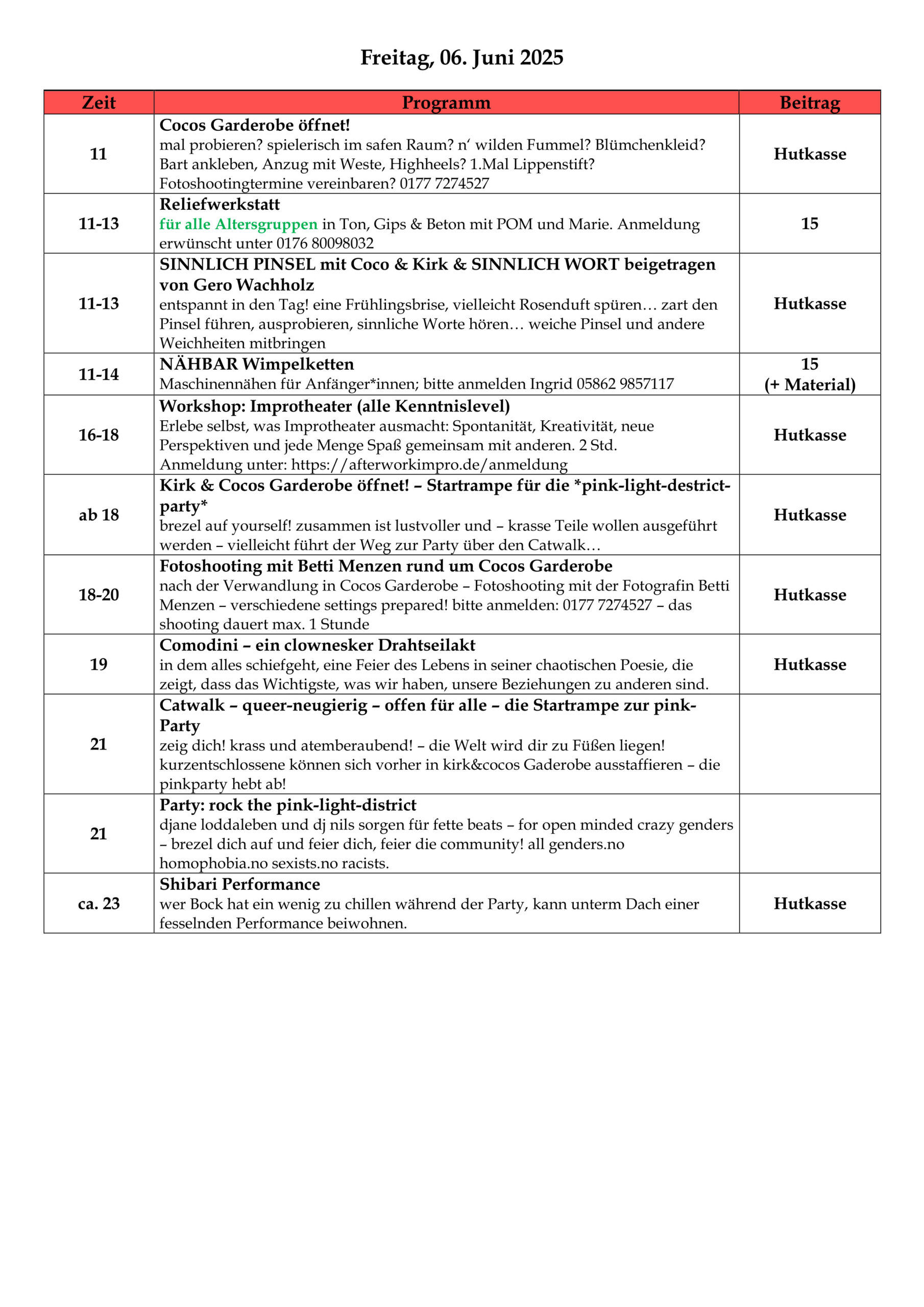 Programm 06. Juni