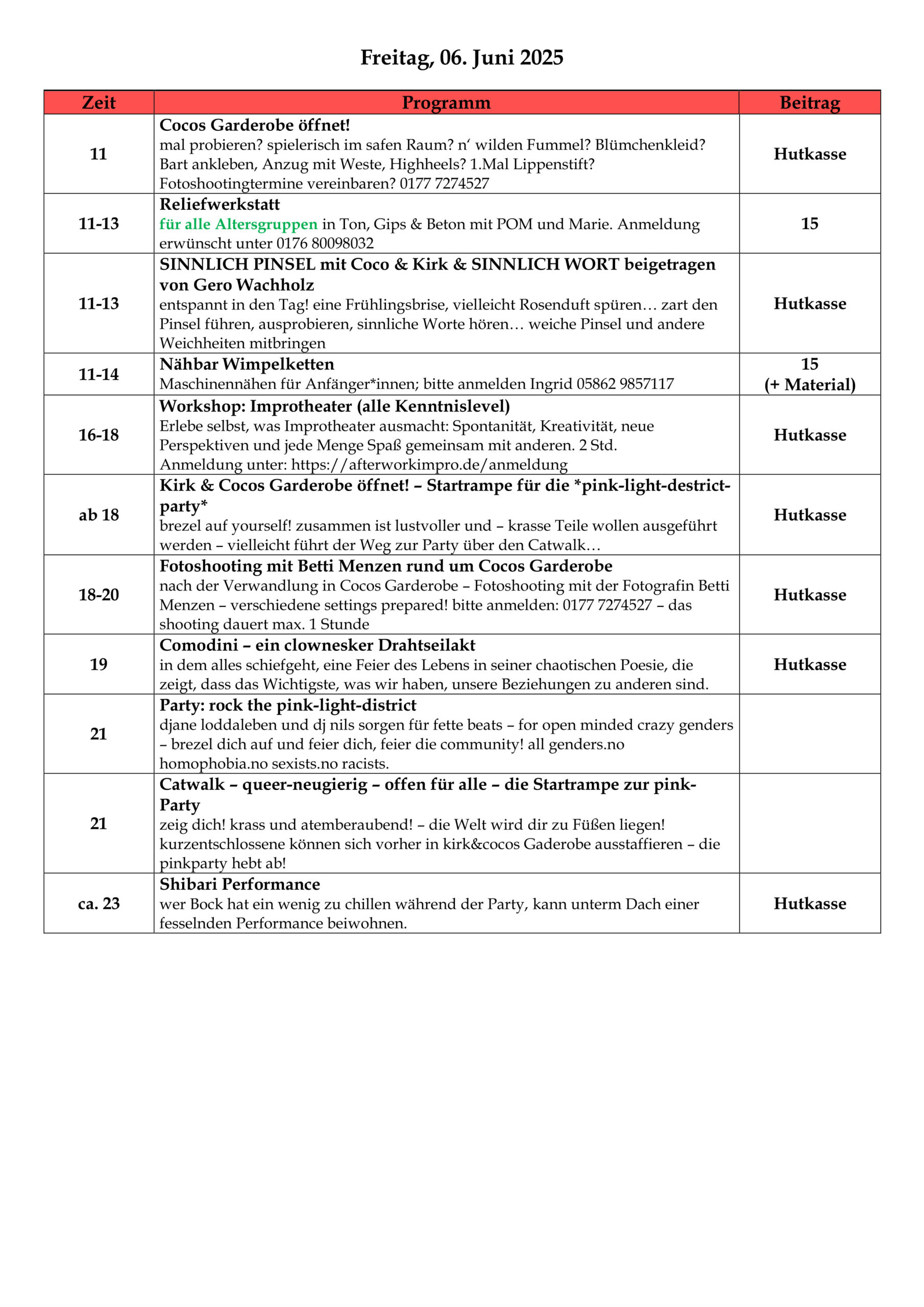 Programm 06. Juni