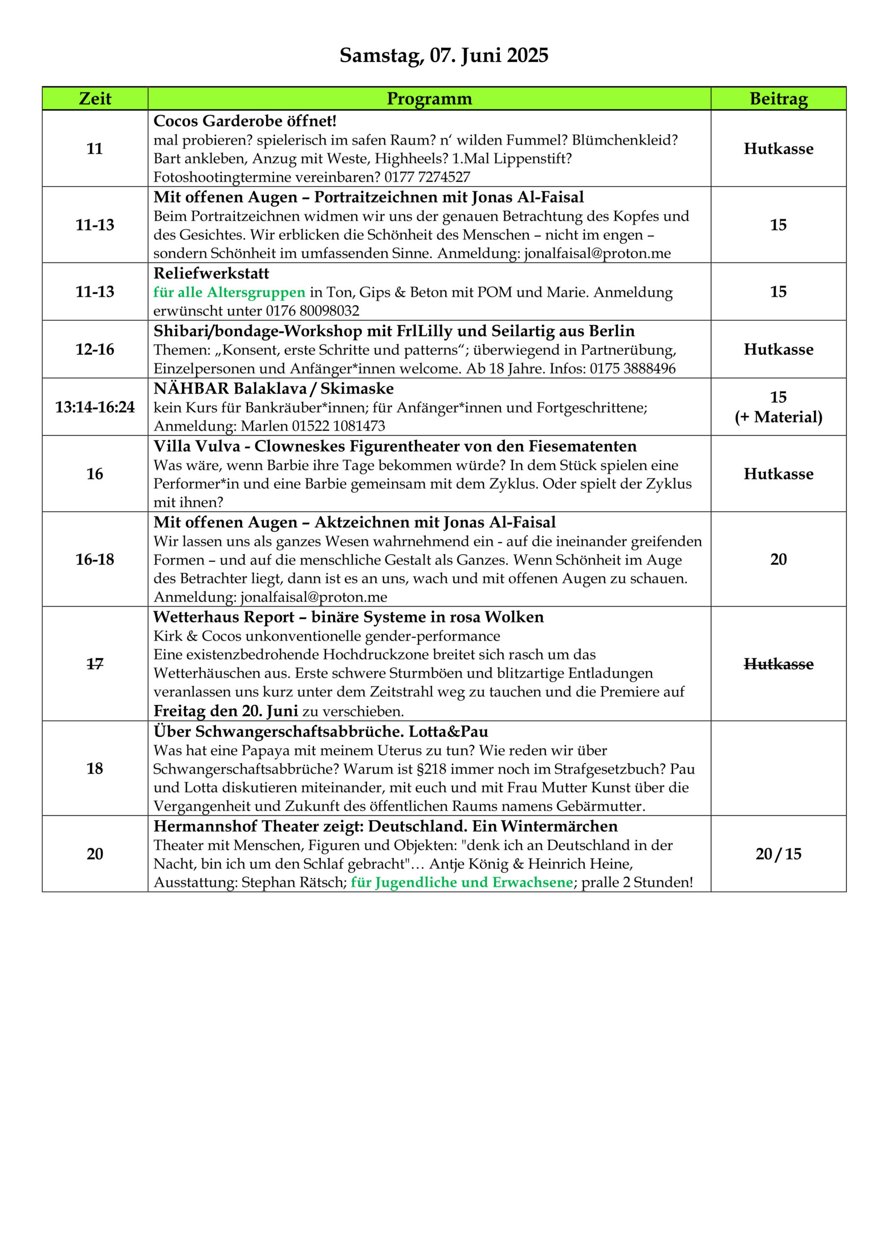 Programm 07. Juni