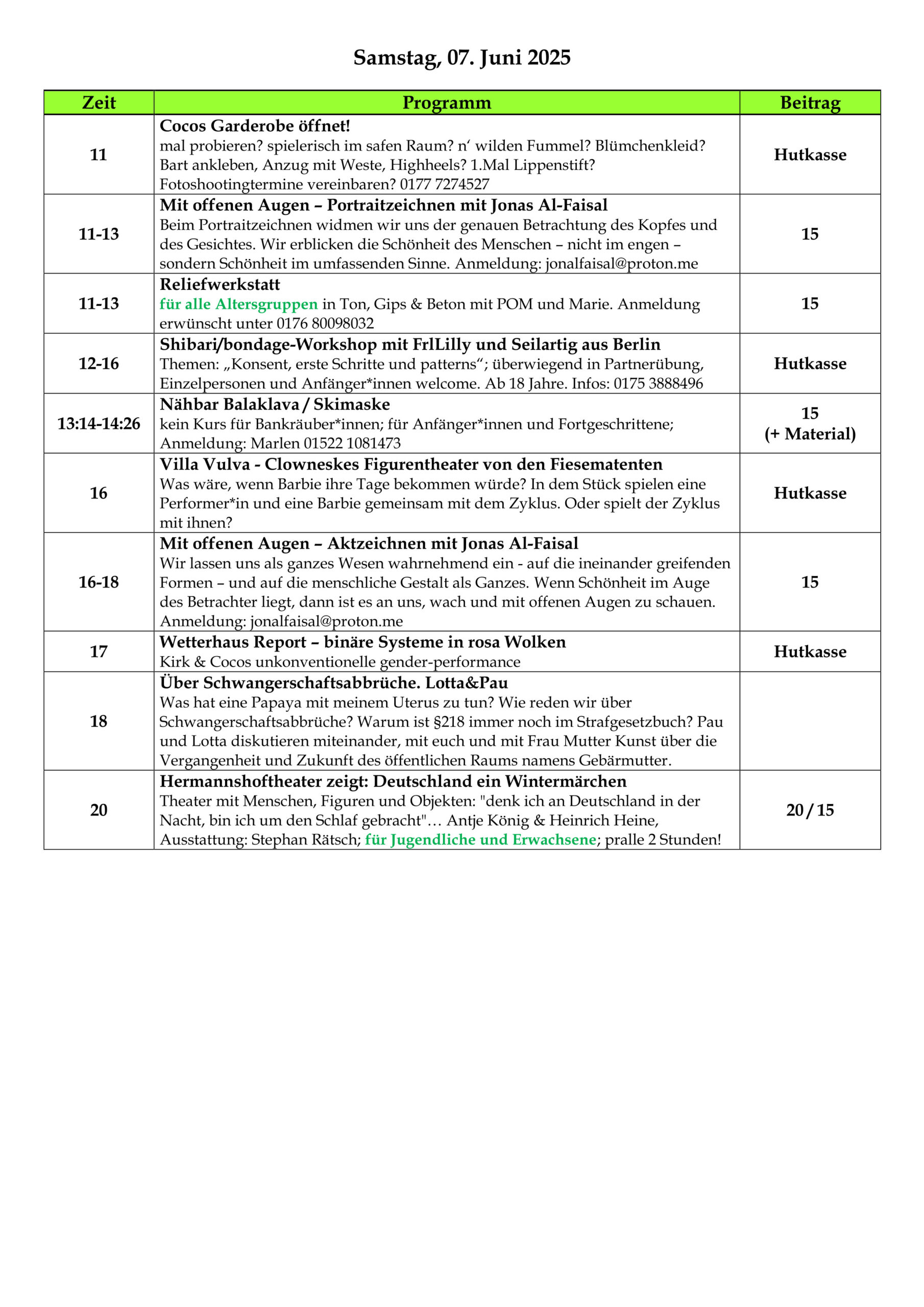 Programm 07. Juni