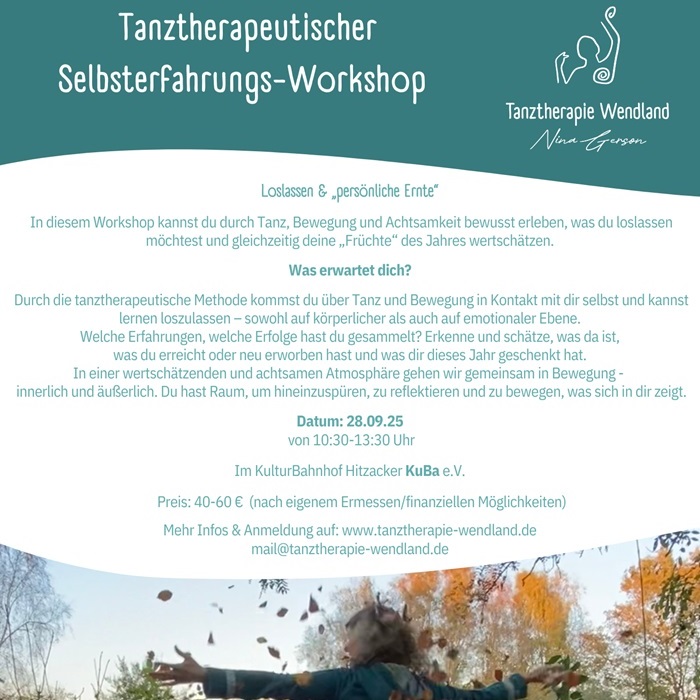 Tanztherapie-WS  So 28.09.25 | 10:30 Uhr