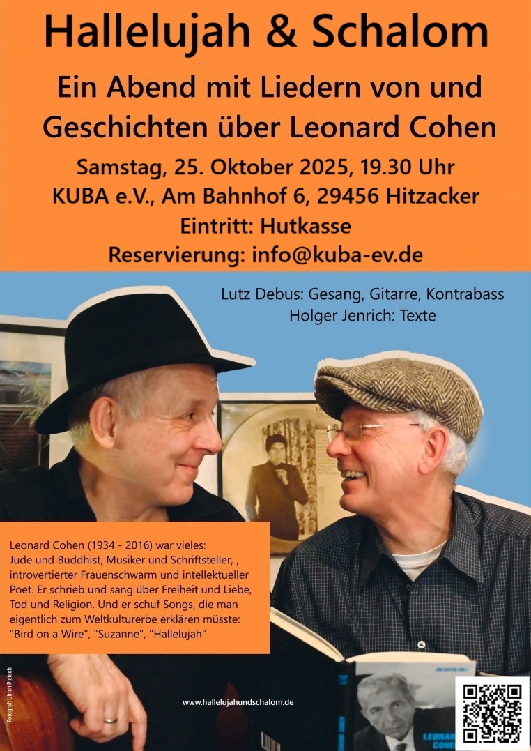 „Leonard Cohen: Hallelujah & Schalom“ am 25.10.25 um 19:30 Uhr