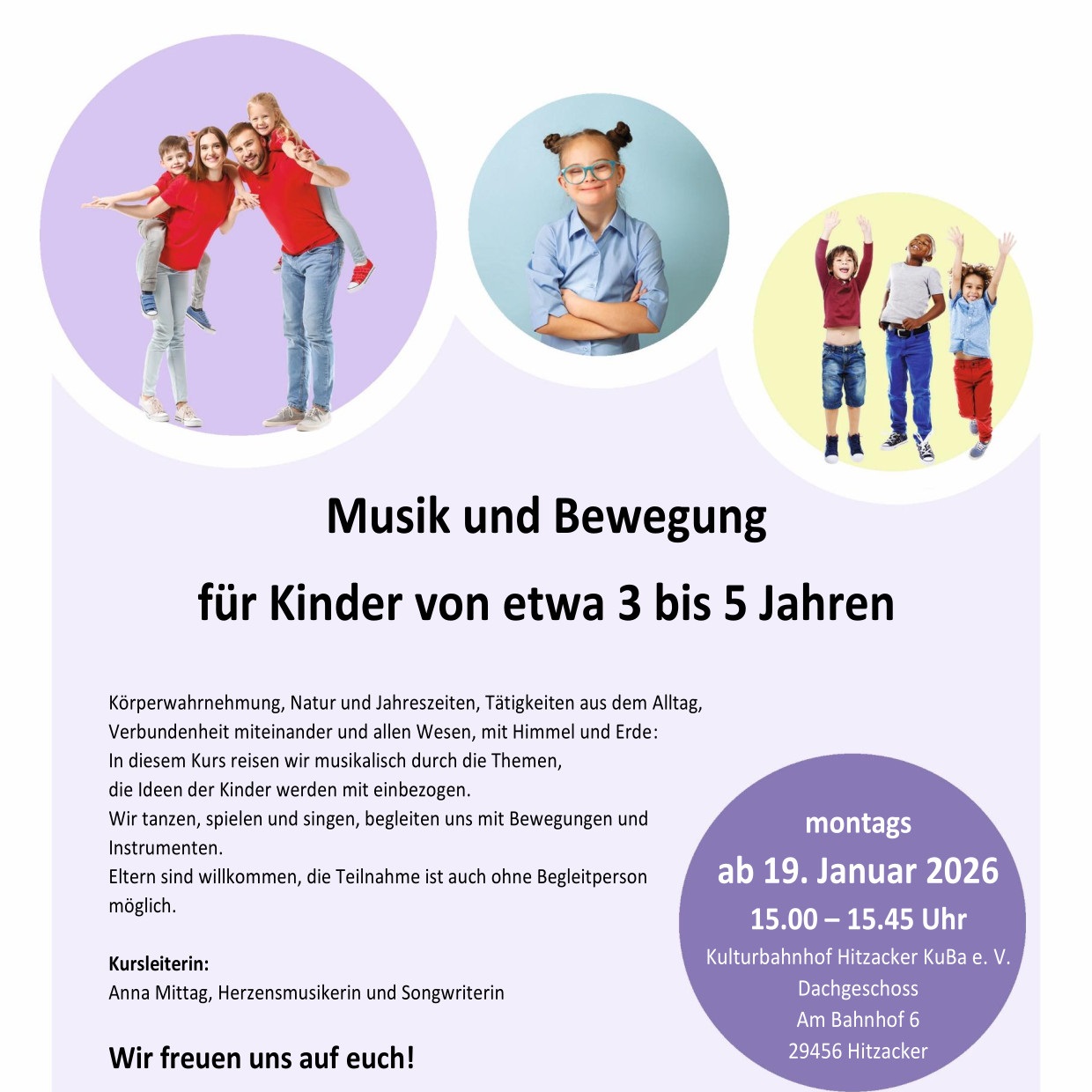 Musik und Bewegung  Montags | 15:00 Uhr | 16:00 Uhr