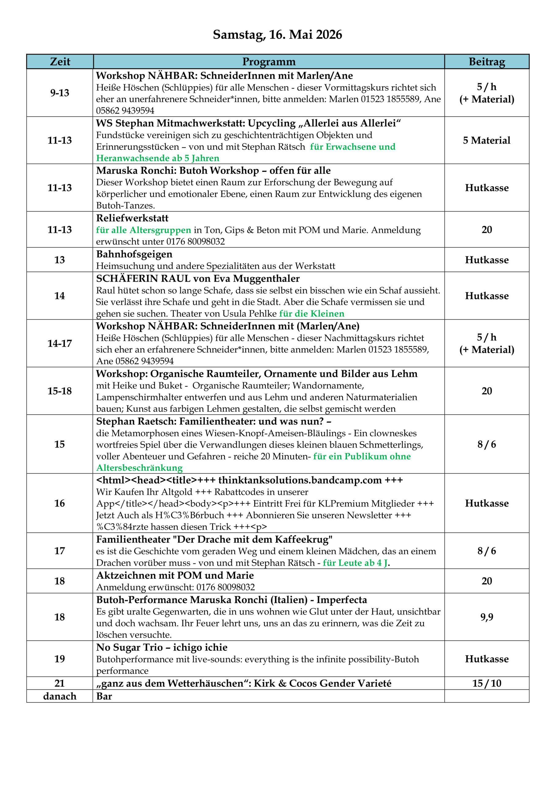 Programm 16. Mai