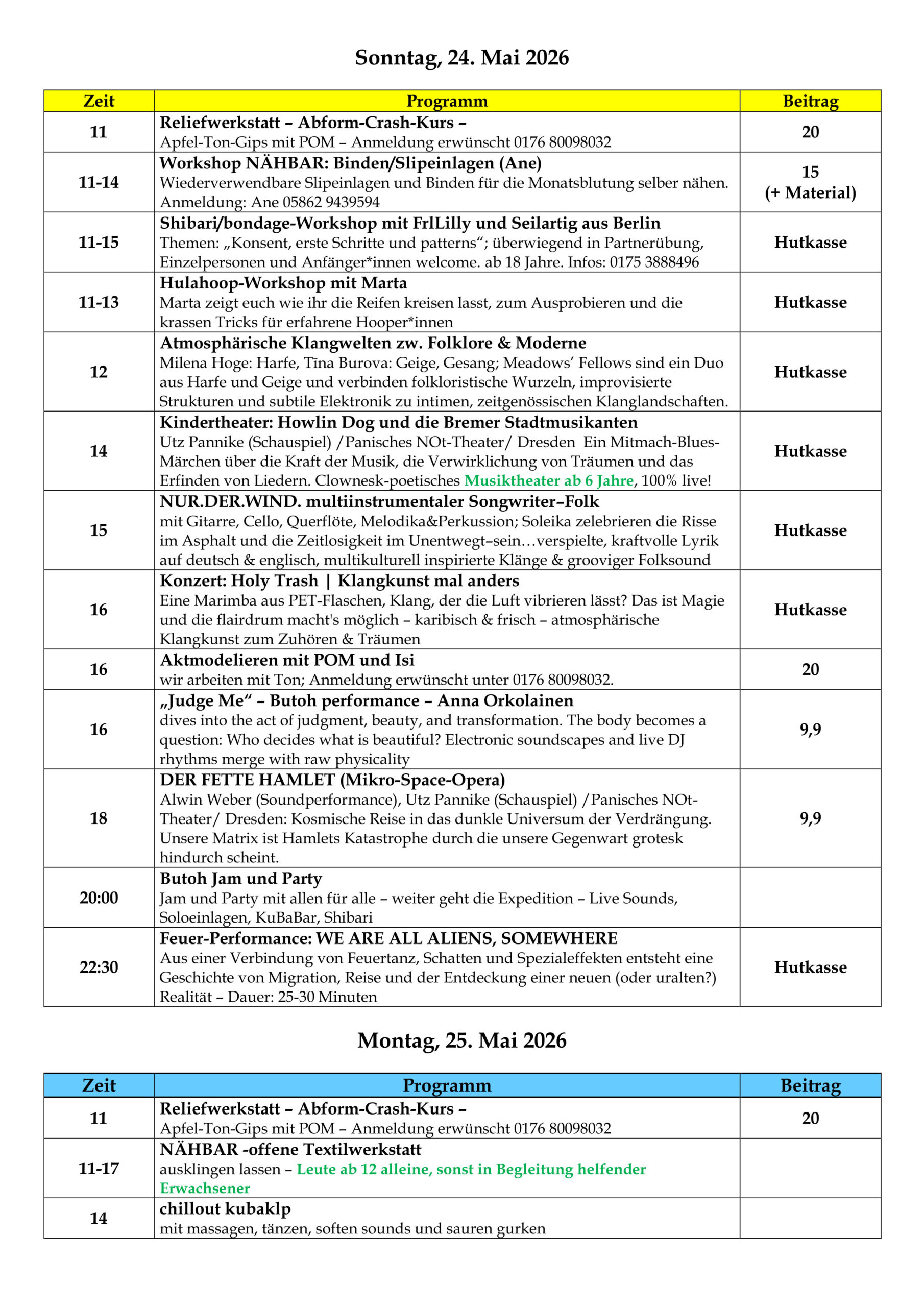 Programm 24. und 25. Mai