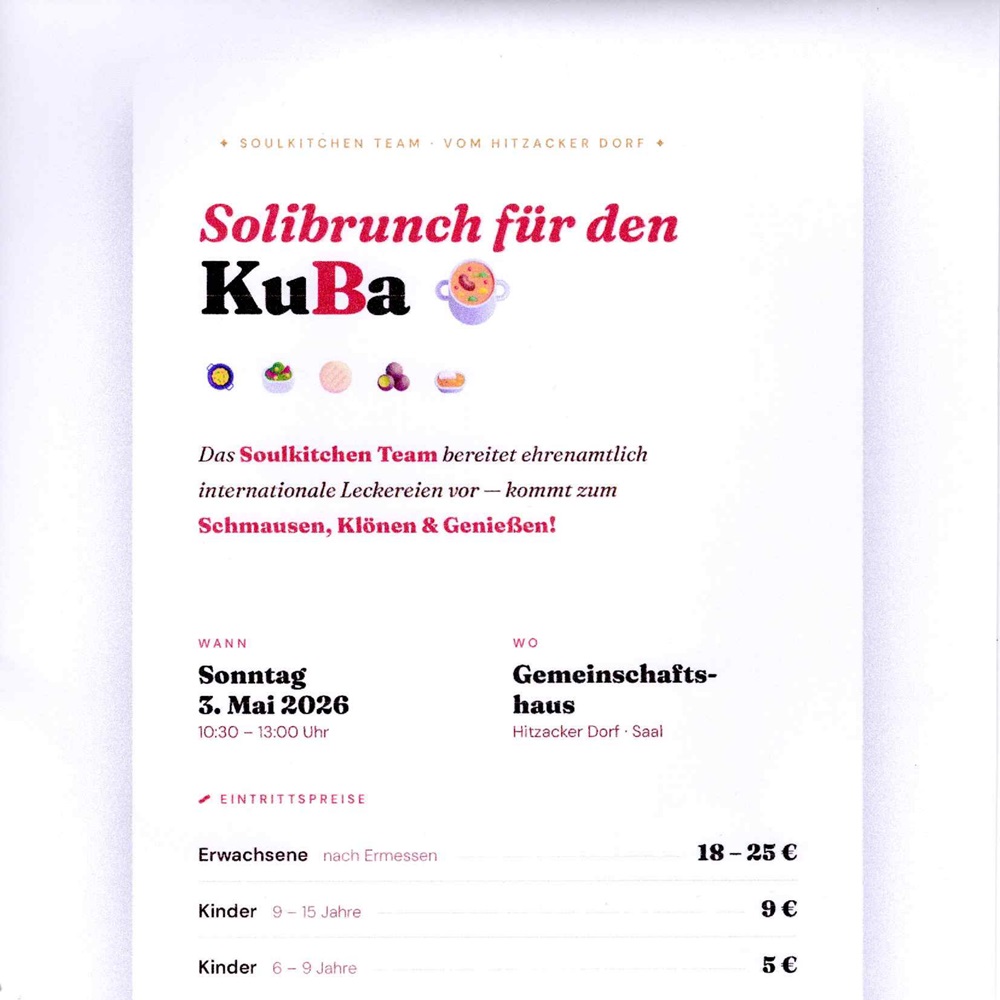Solibrunch für den KuBa im Hitzacker Dorf  So 03.05.26 | 10:30 Uhr